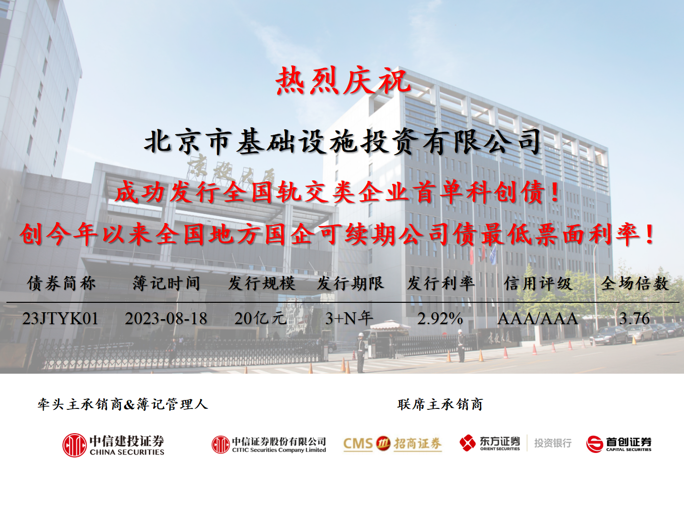 京投公司成功發(fā)行全國(guó)軌交類企業(yè)首單科創(chuàng)債